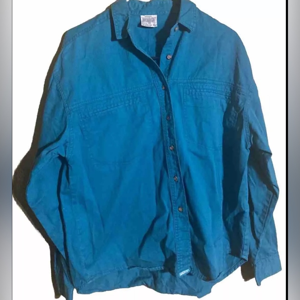 Jordache Turquoise Button Up Longsleeve Shirt Men’s Medium VTG